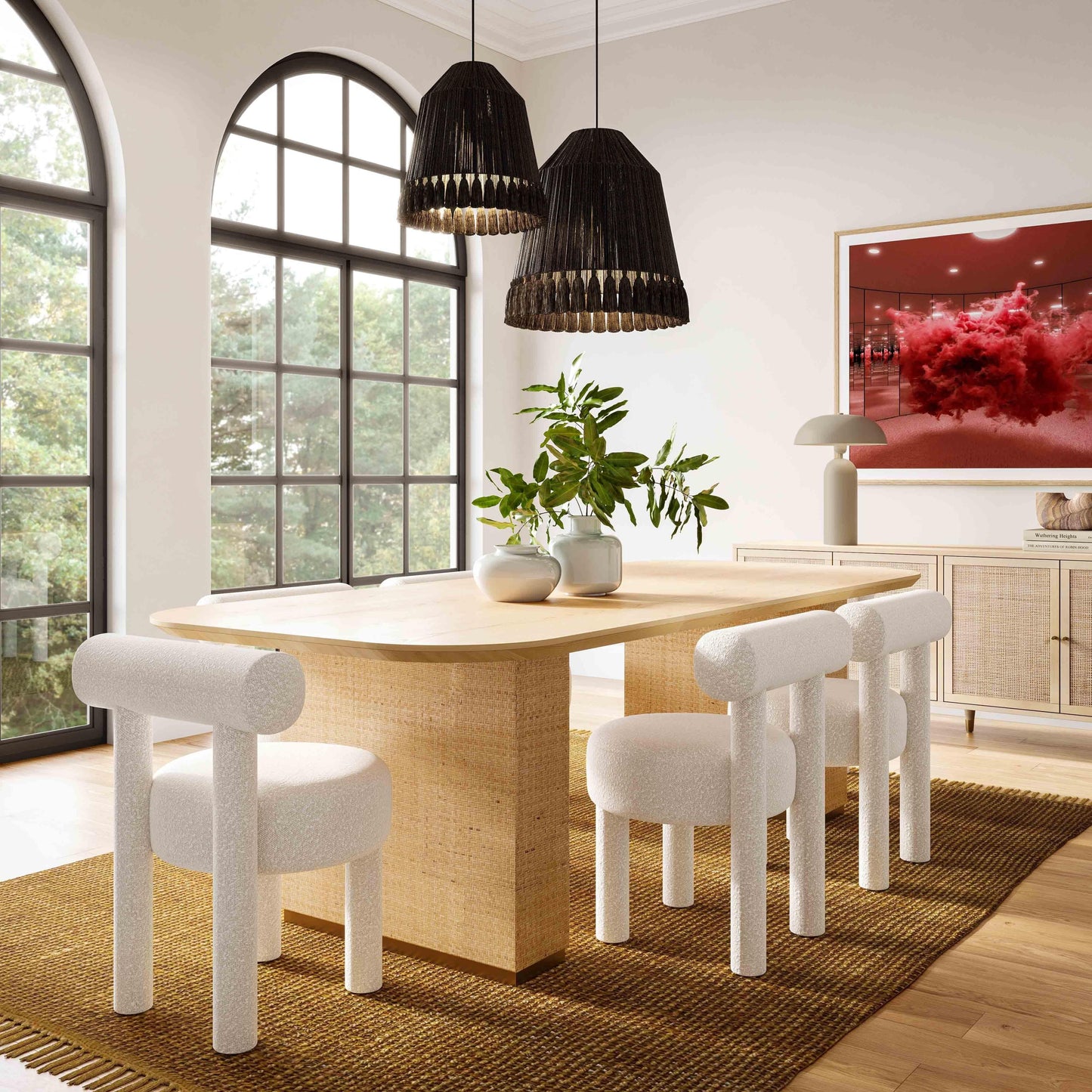 Sedia da pranzo Arch Off White Boucle