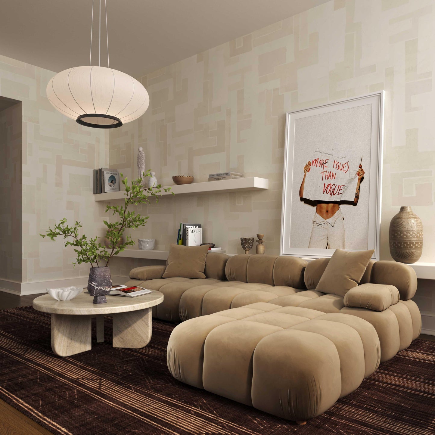 Pouf modulare Solace Camel Velvet