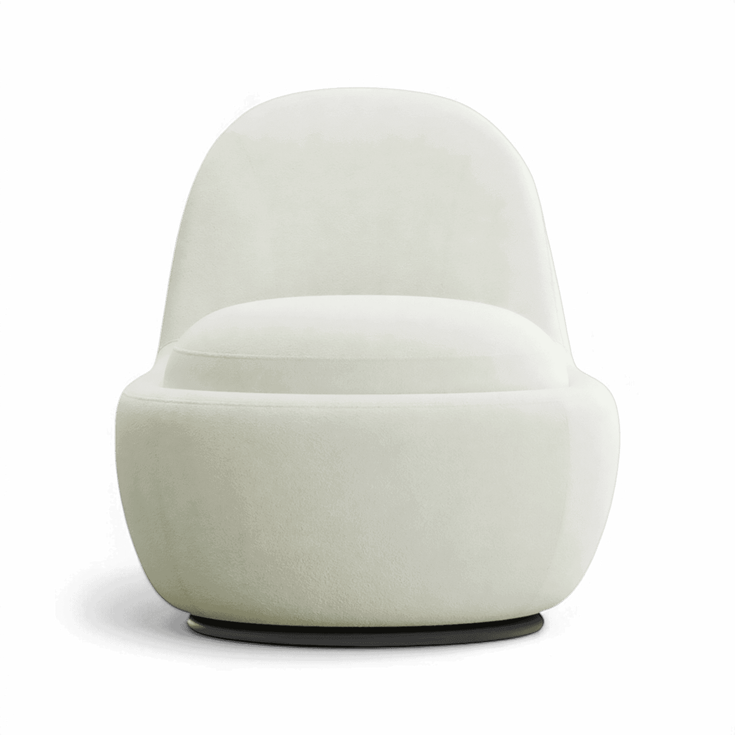 Poltrona girevole Boba in bouclé bianco