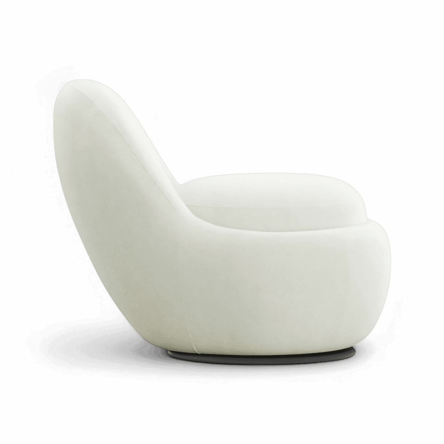 Poltrona girevole Boba in bouclé bianco