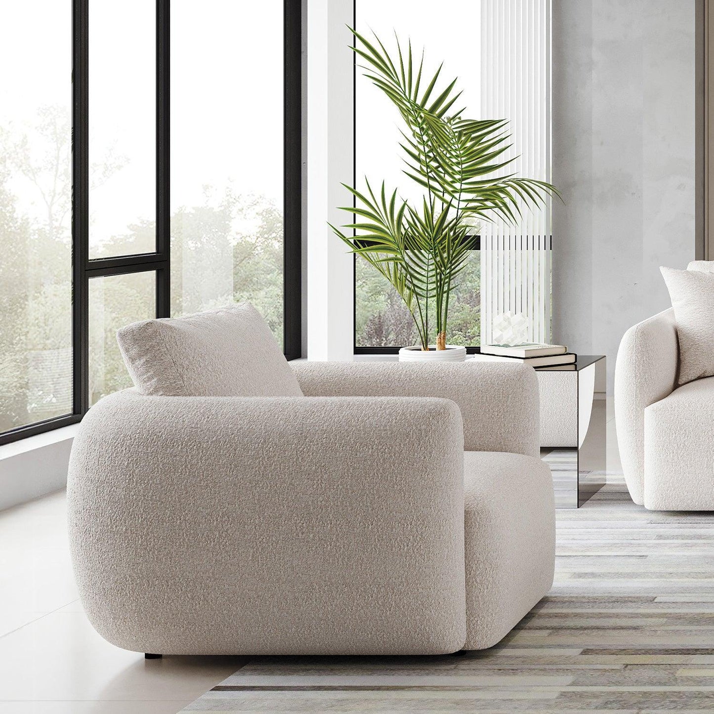 Gabriele Lounge Chair Bianco Boucle