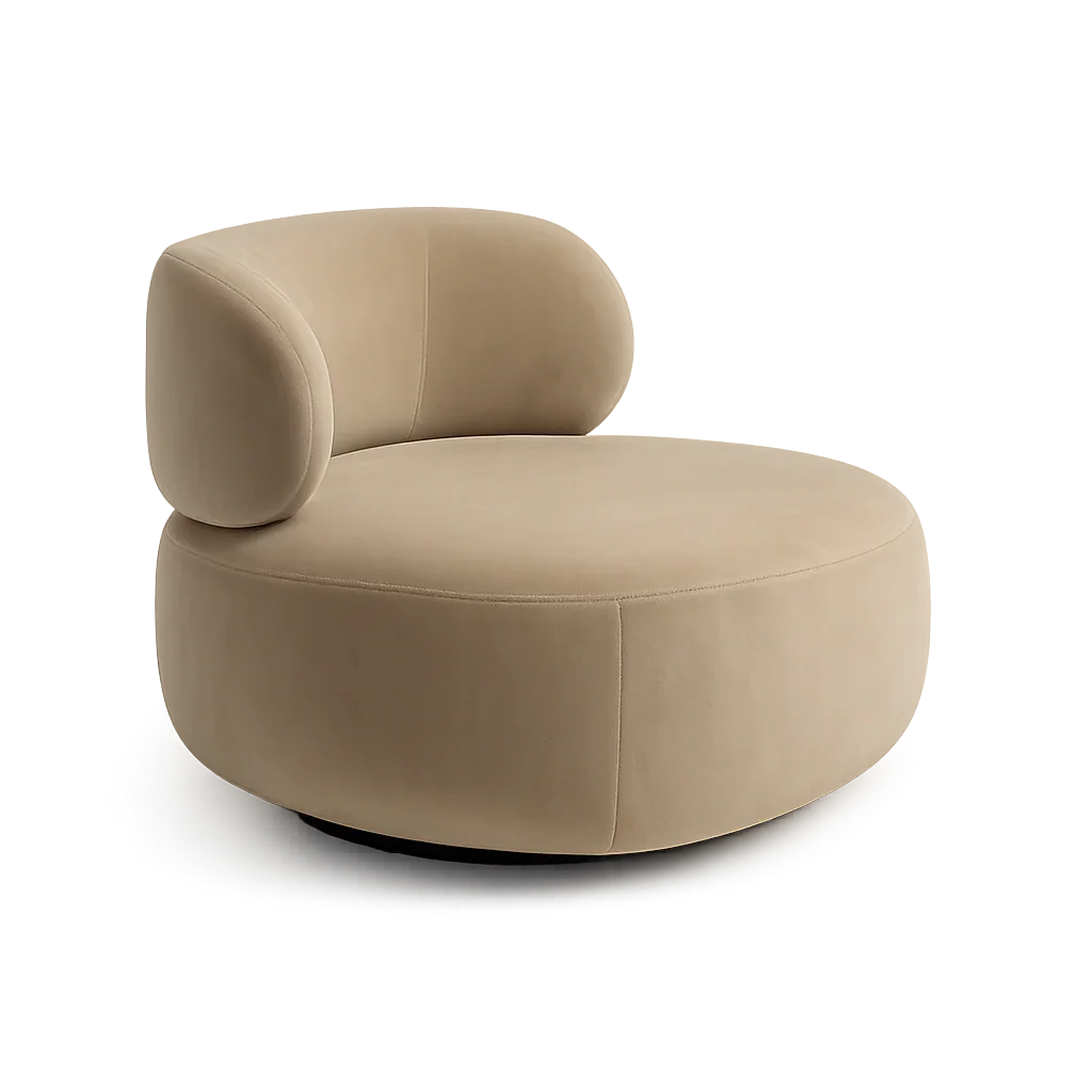 Poltrona girevole Lilo in velluto beige