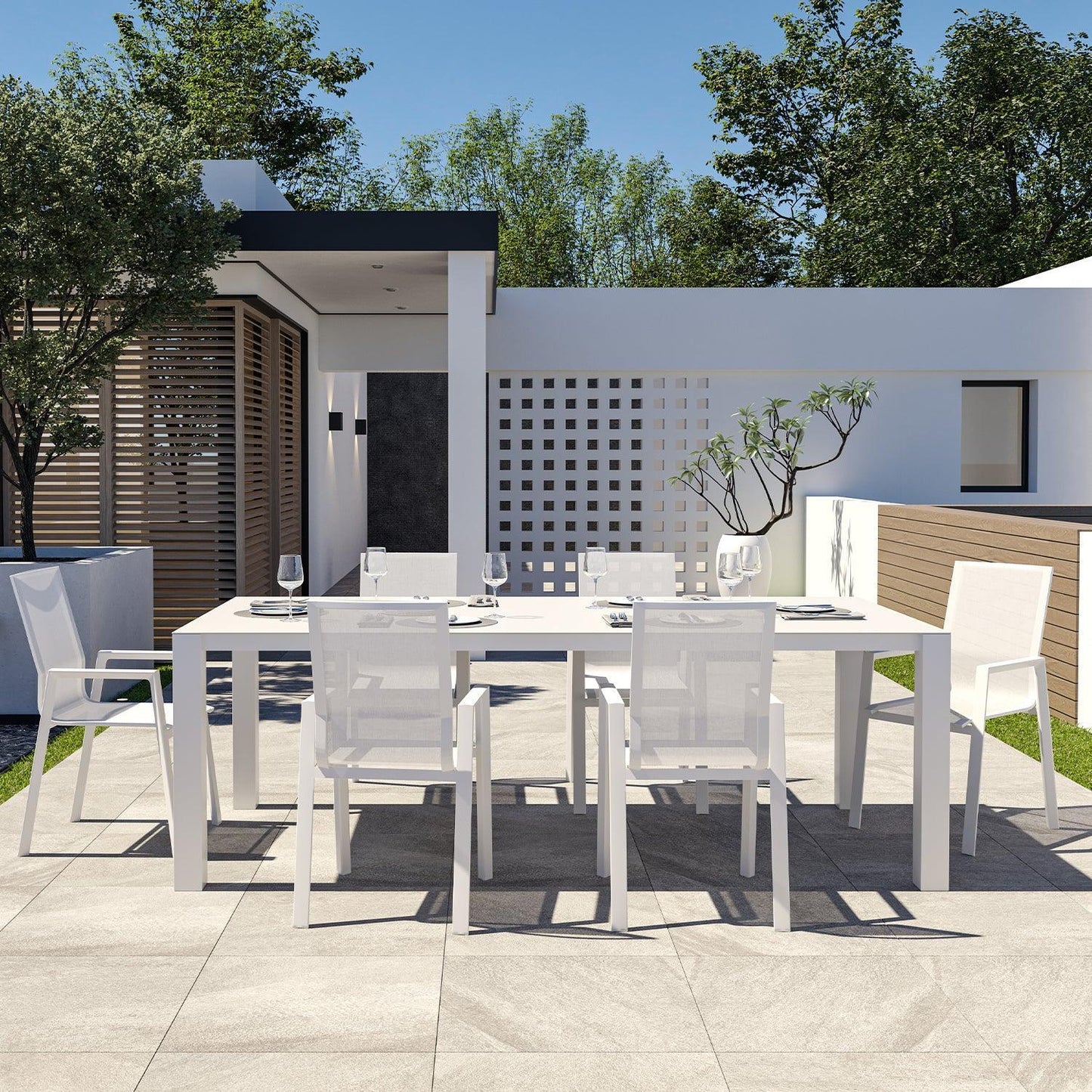 Set da pranzo per esterni Malta bianco