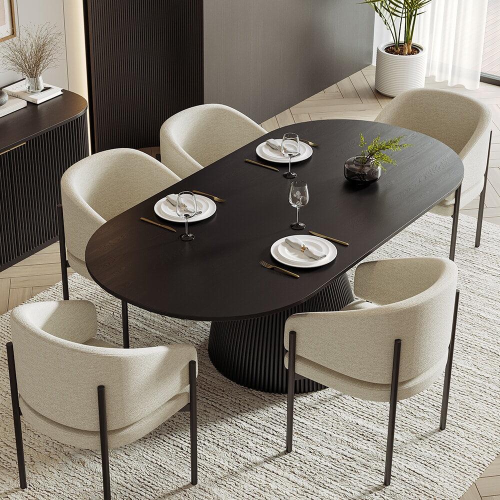 Sedia da pranzo Oxford con struttura bianco sporco e nero