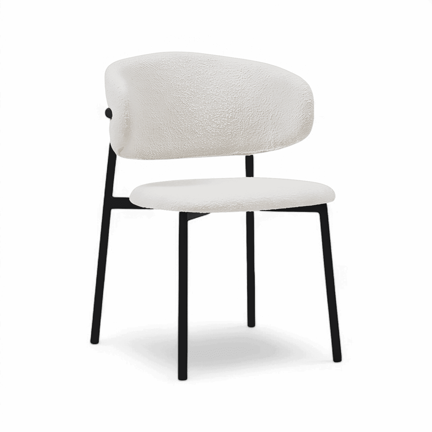 Sedia da pranzo Zoya in bouclé bianco