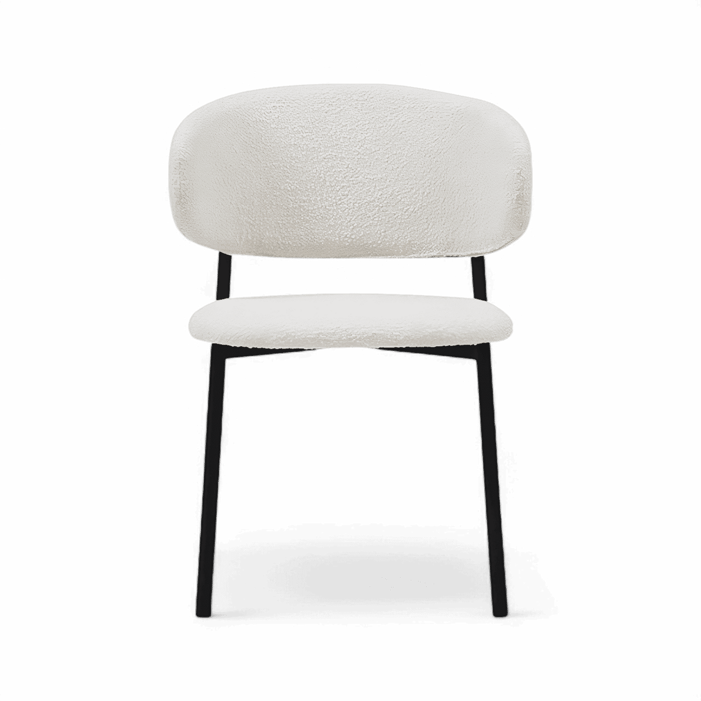 Sedia da pranzo Zoya in bouclé bianco