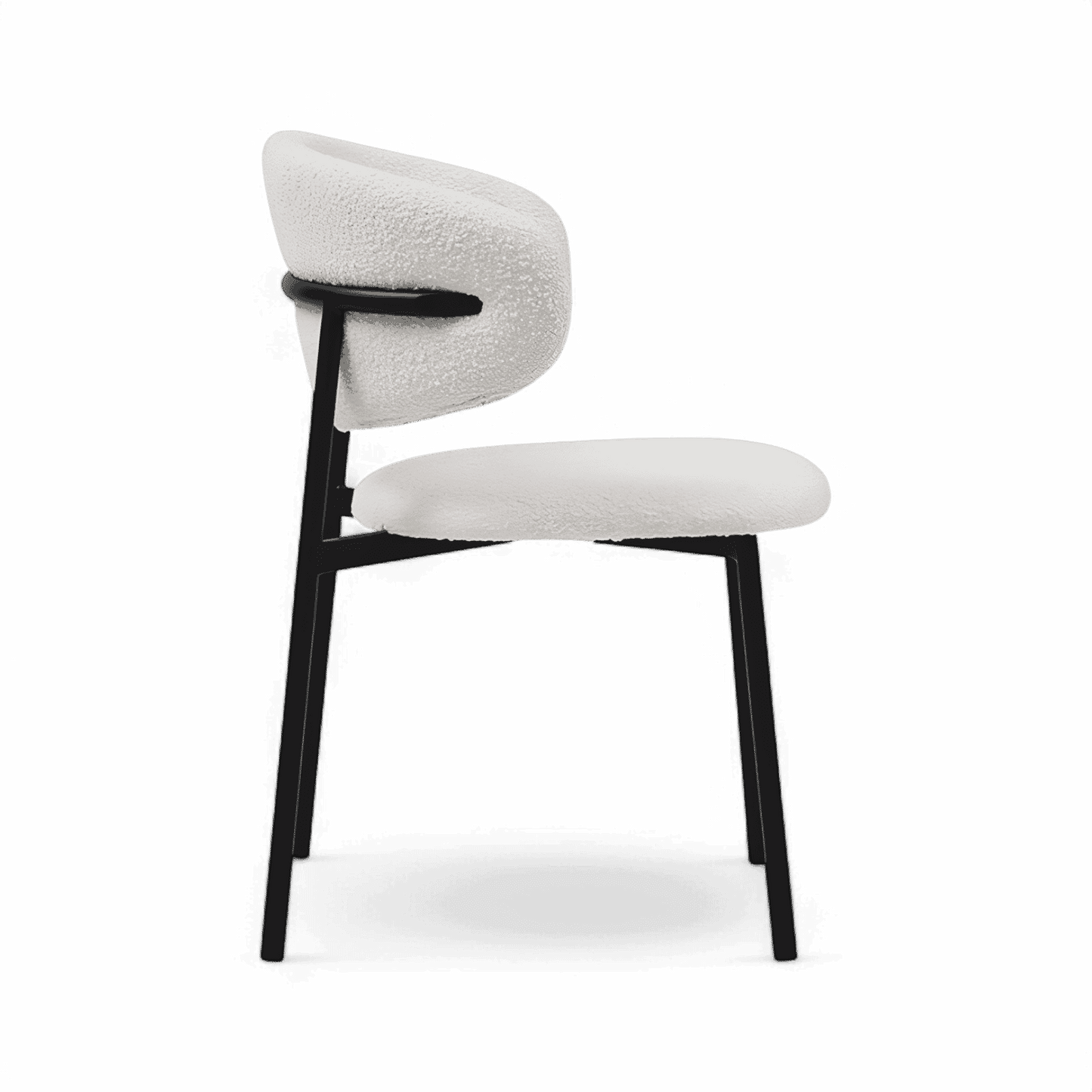 Sedia da pranzo Zoya in bouclé bianco