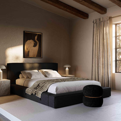 Letto matrimoniale in tessuto nero Nova