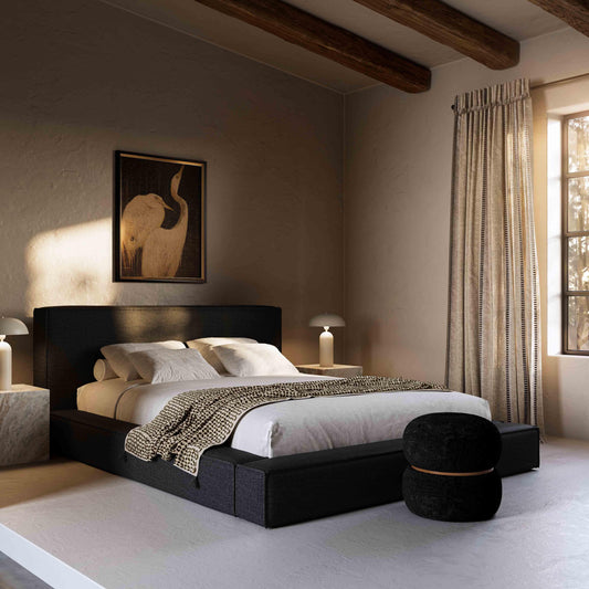 Letto matrimoniale in tessuto nero Nova