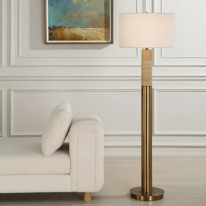 Lampada da terra Bravertine oro e travertino