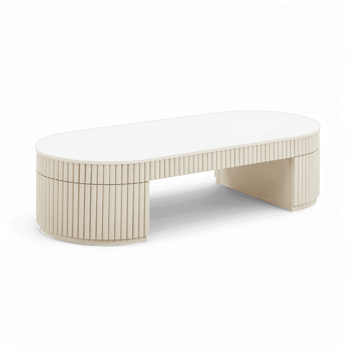 Tavolino da caffè ovale Loom Off White