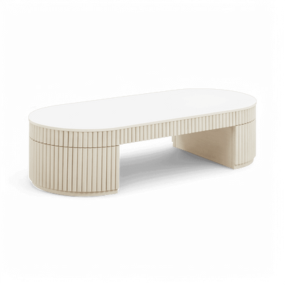 Tavolino da caffè ovale Loom Off White