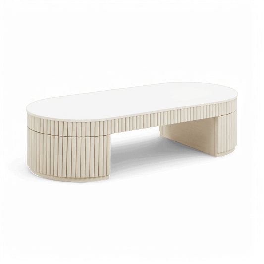 Tavolino da caffè ovale Loom Off White