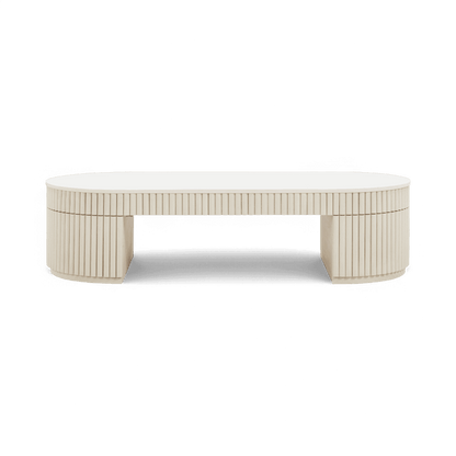 Tavolino da caffè ovale Loom Off White