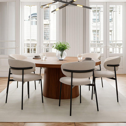 Sedia da pranzo Zoya in bouclé bianco