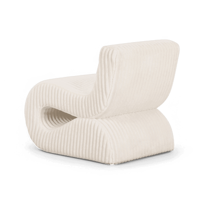 Poltrona decorativa in velluto a coste color ambra beige