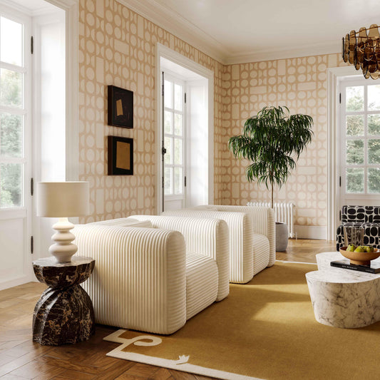 Poltrona in velluto a coste beige Whisper