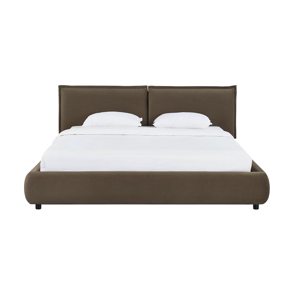 Letto king size in velluto mogano
