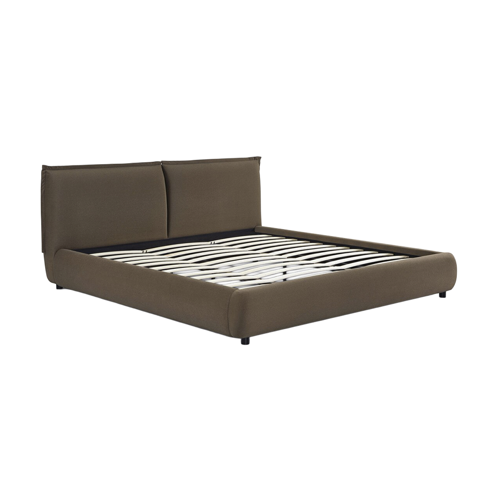 Letto king size in velluto mogano