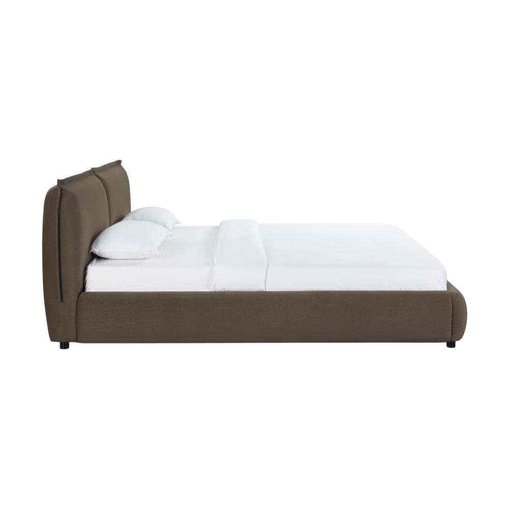 Letto king size in velluto mogano