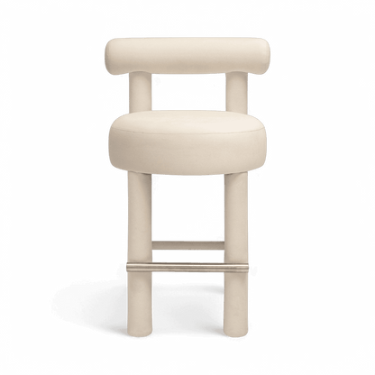 Sgabello da bar Arch Off White in velluto