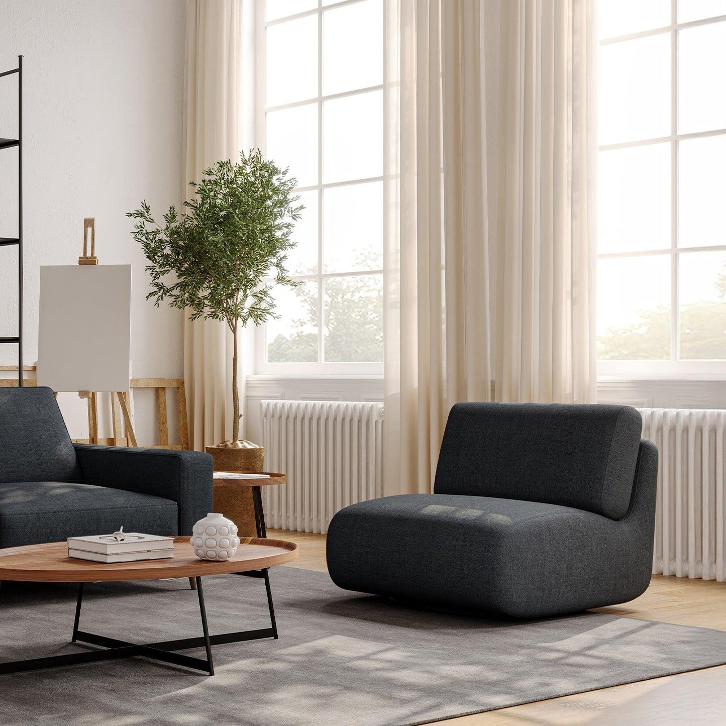 Poltrona Jackie Lounge Chair Blu Scuro Grigio