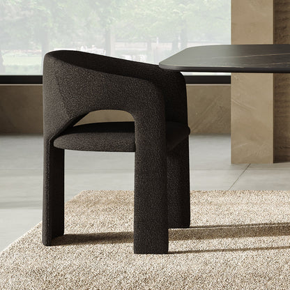 Sedia da pranzo Aria in bouclé nero