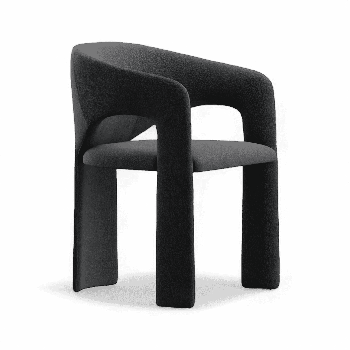 Sedia da pranzo Aria in bouclé nero