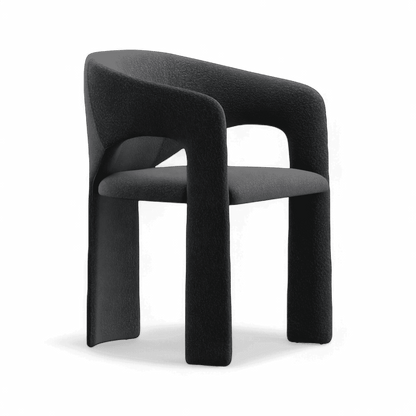 Sedia da pranzo Aria in bouclé nero