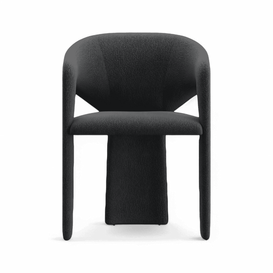 Sedia da pranzo Aria in bouclé nero