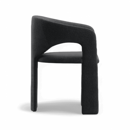 Sedia da pranzo Aria in bouclé nero