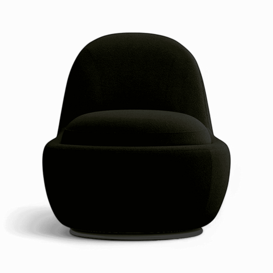 Poltrona girevole Boba in bouclé nero