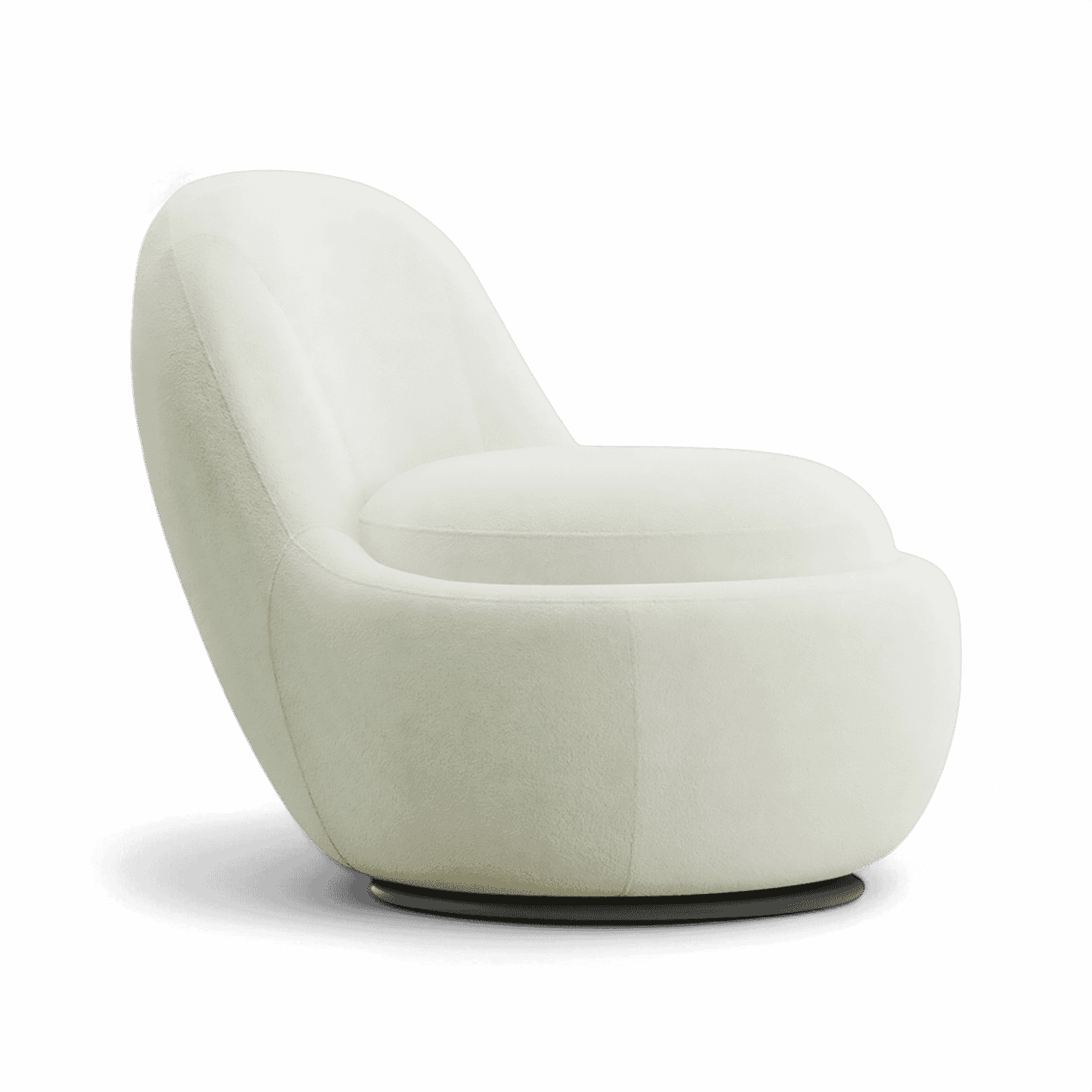 Poltrona girevole Boba in bouclé bianco