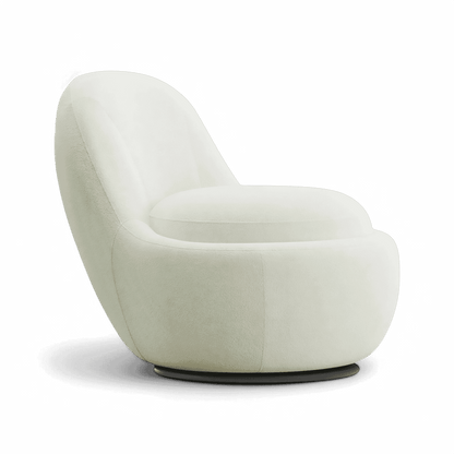 Poltrona girevole Boba in bouclé bianco