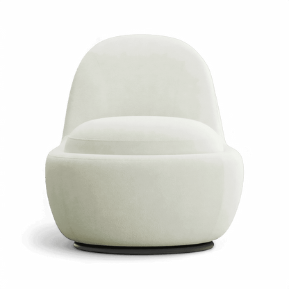 Poltrona girevole Boba in bouclé bianco