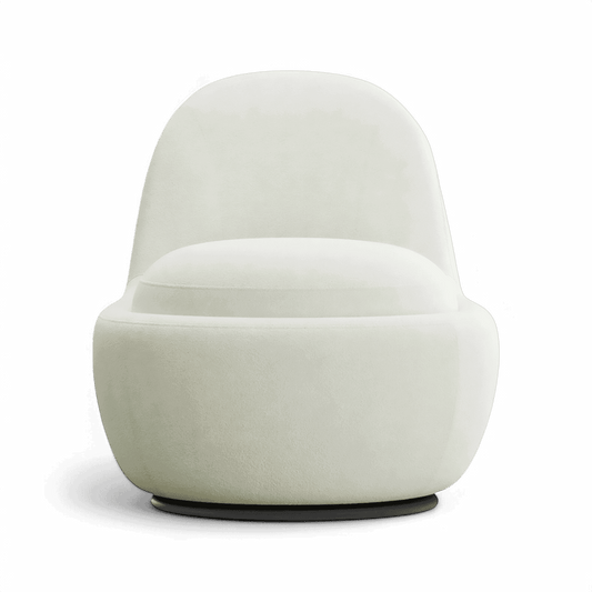 Poltrona girevole Boba in bouclé bianco