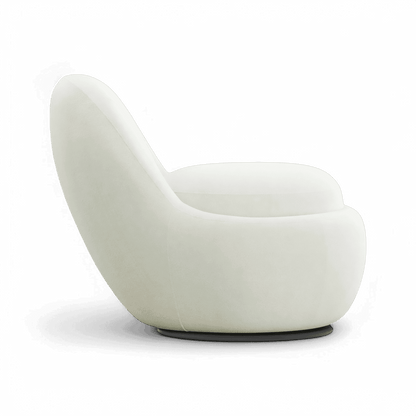Poltrona girevole Boba in bouclé bianco