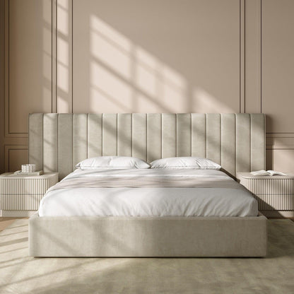 Letto matrimoniale Rune in velluto beige