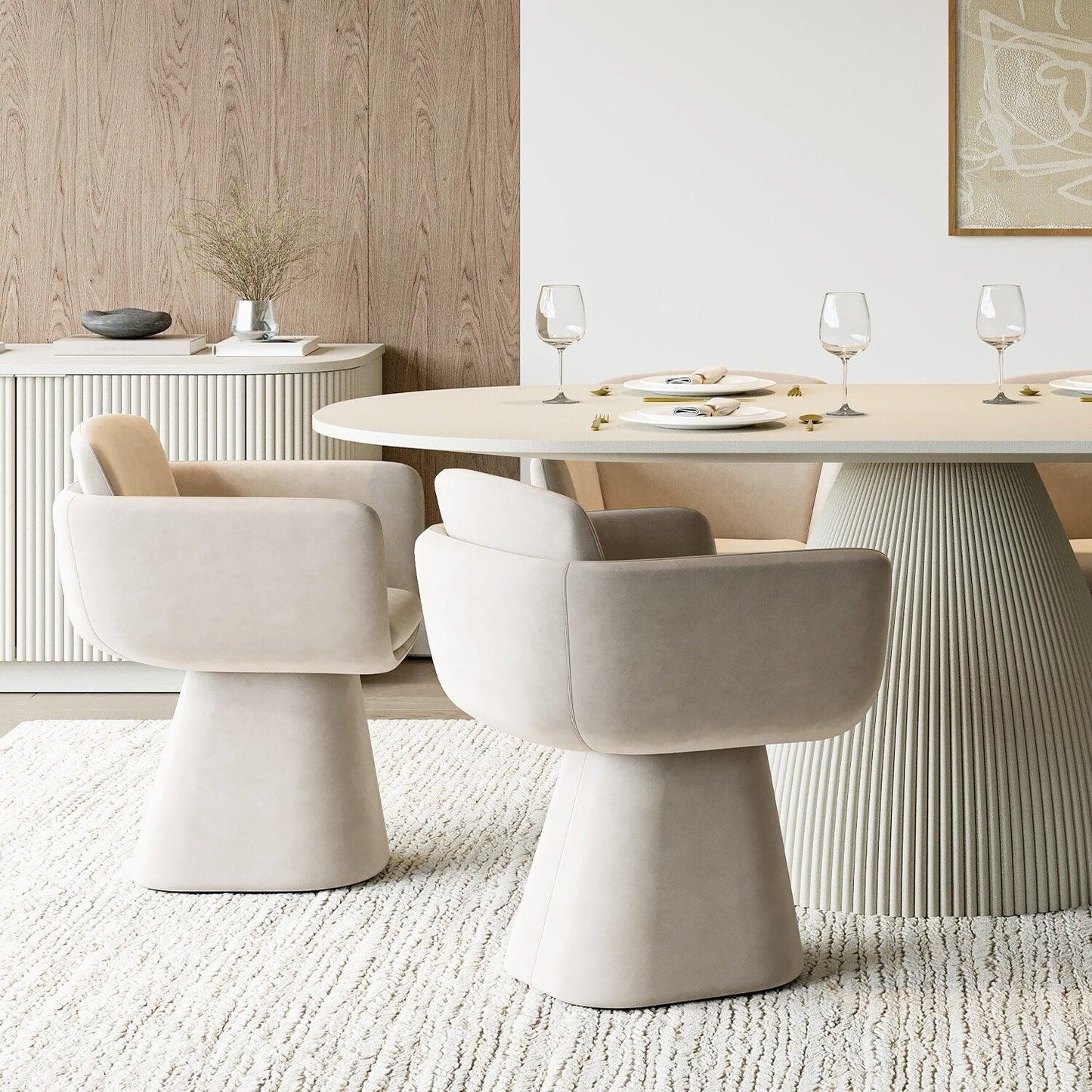 Sedia da pranzo girevole Rune Beige