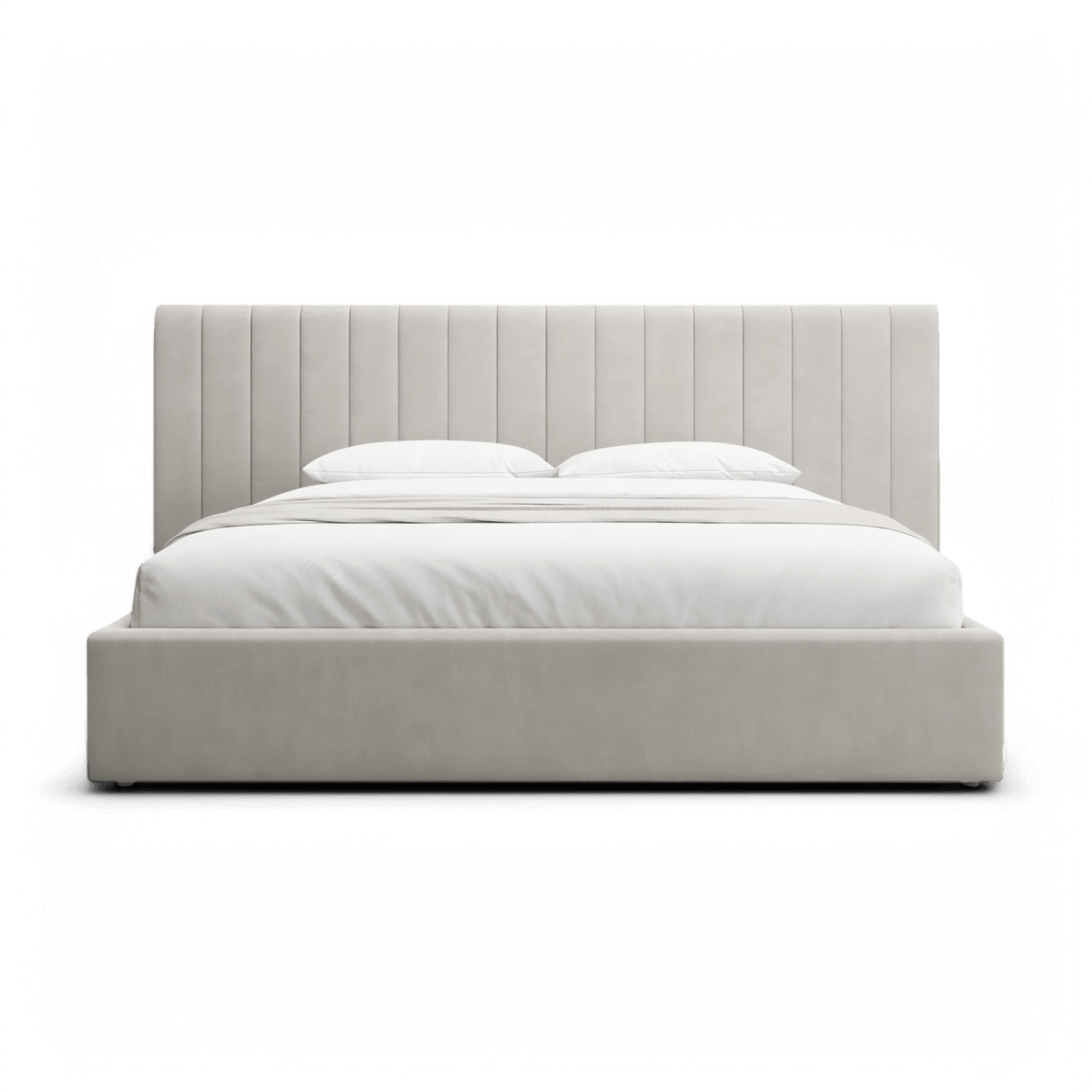 Letto matrimoniale Rune in velluto beige