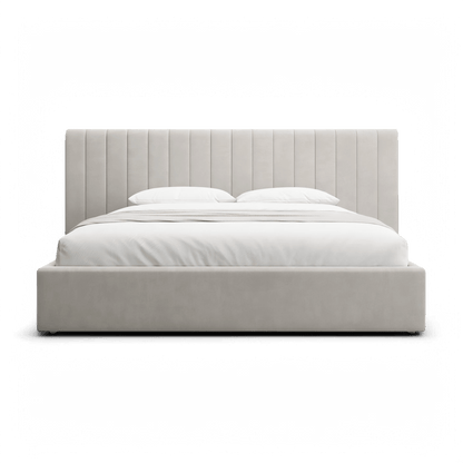 Letto matrimoniale Rune in velluto beige