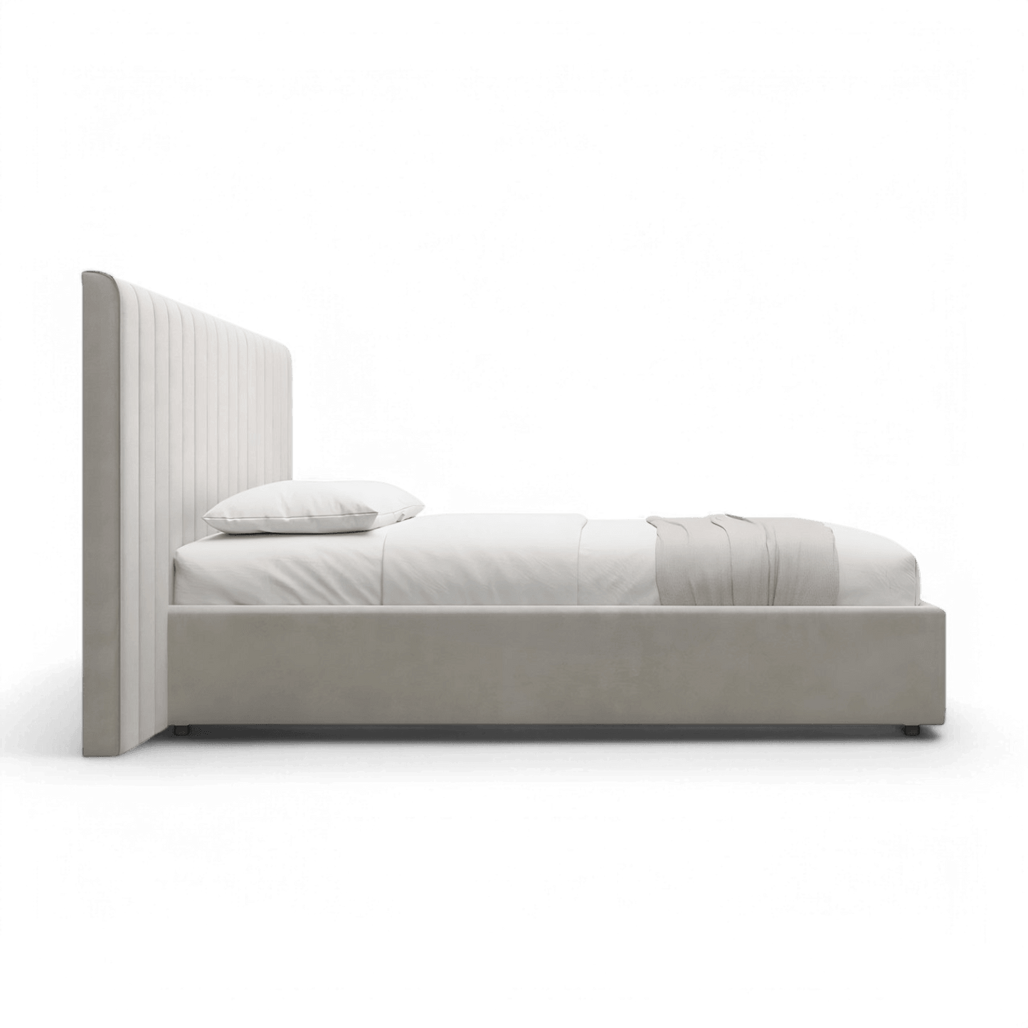 Letto matrimoniale Rune in velluto beige