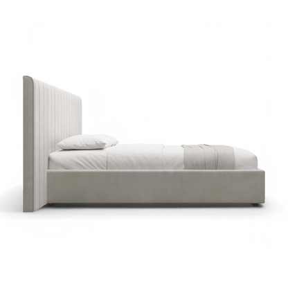 Letto matrimoniale Rune in velluto beige