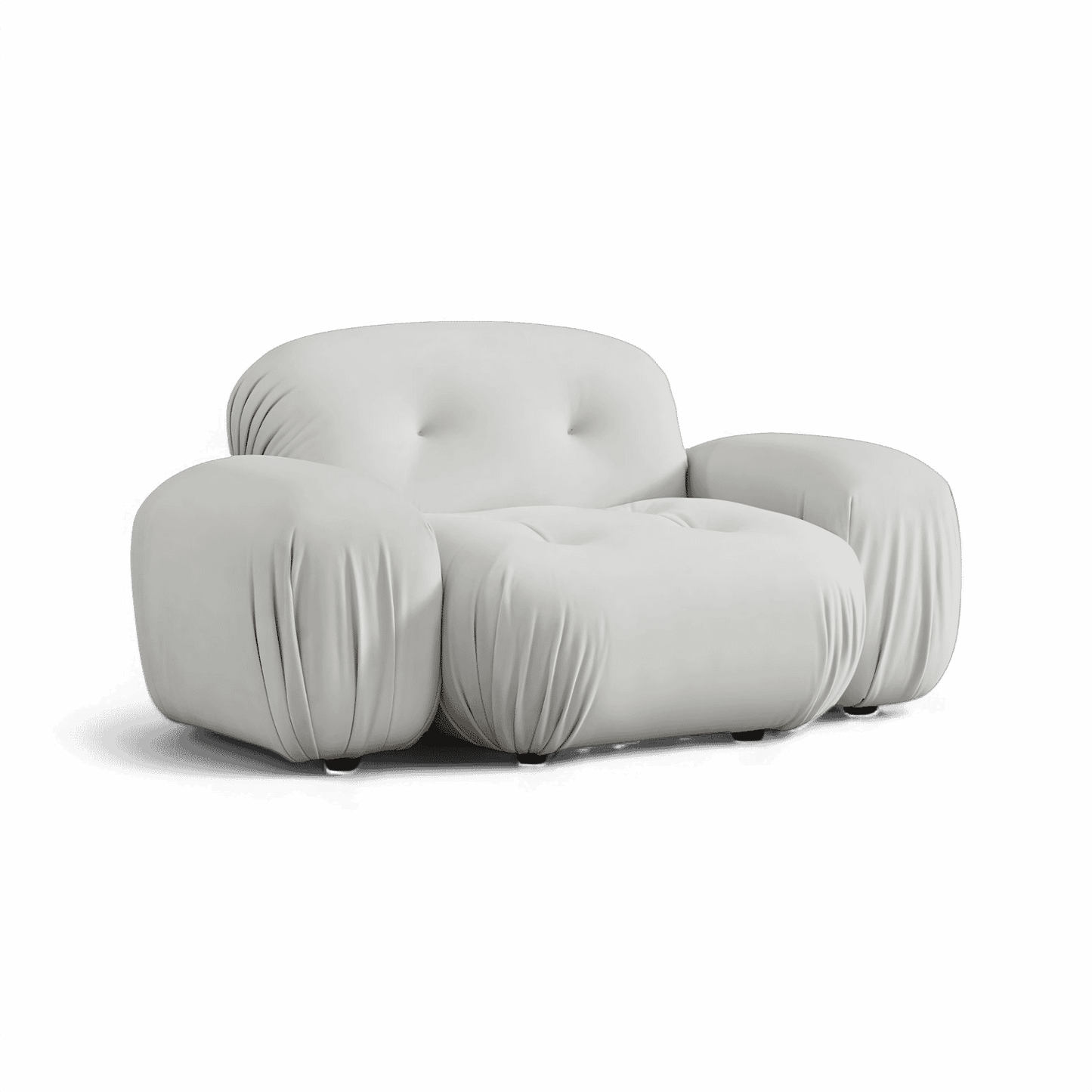 Poltrona Rune Lounge in velluto bianco sporco