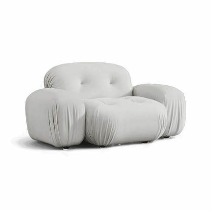 Poltrona Rune Lounge in velluto bianco sporco