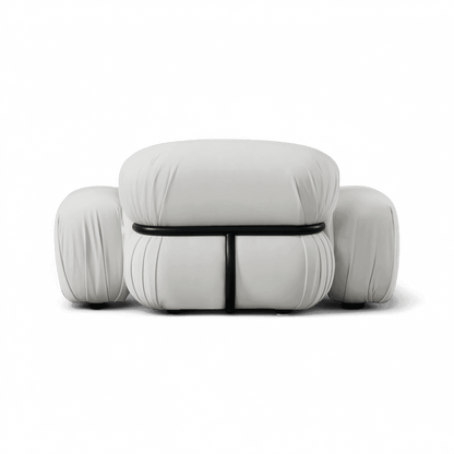 Poltrona Rune Lounge in velluto bianco sporco