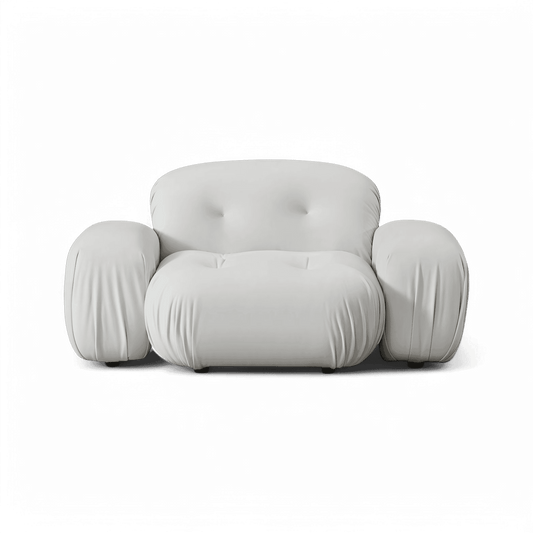 Poltrona Rune Lounge in velluto bianco sporco