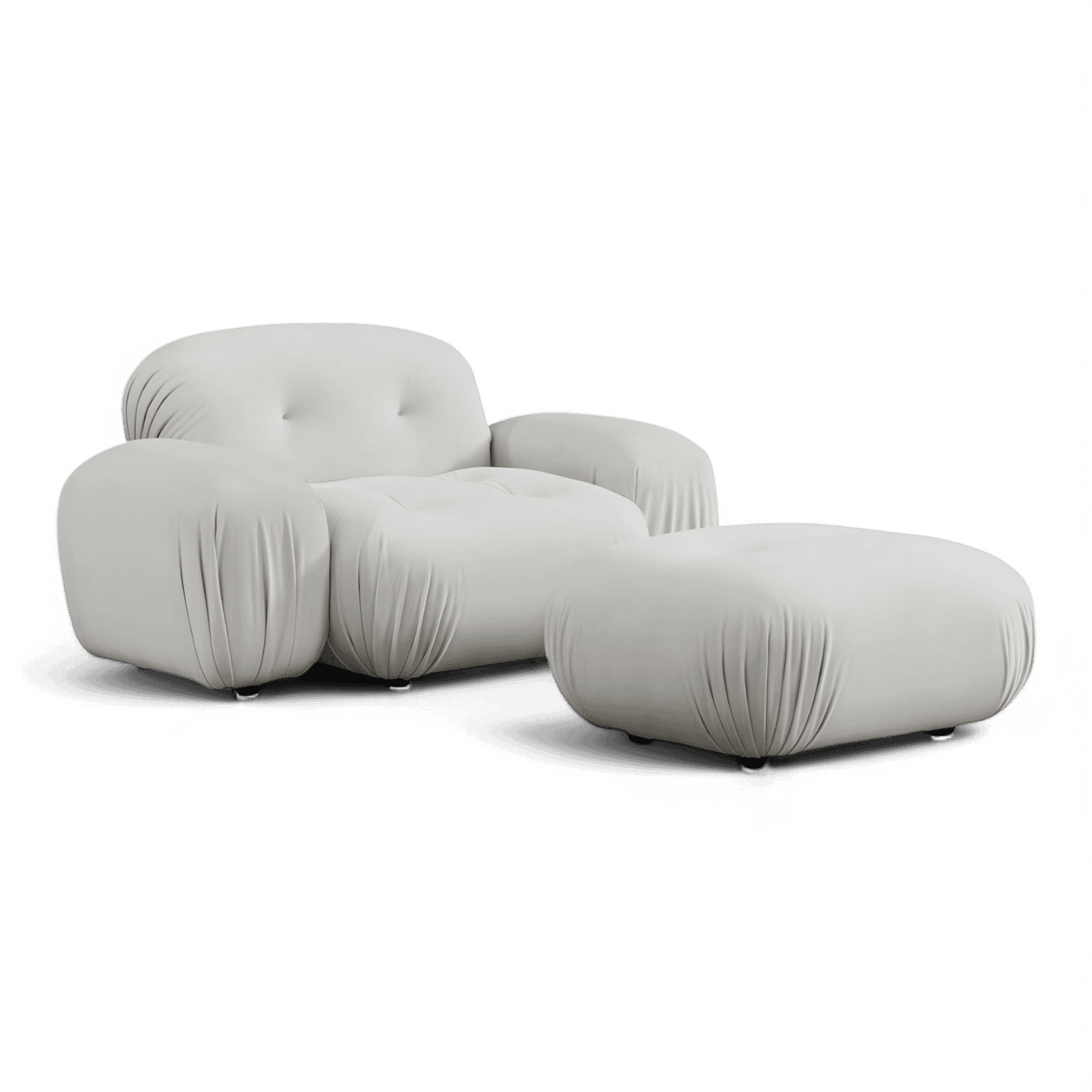 Poltrona Rune Lounge in velluto bianco sporco