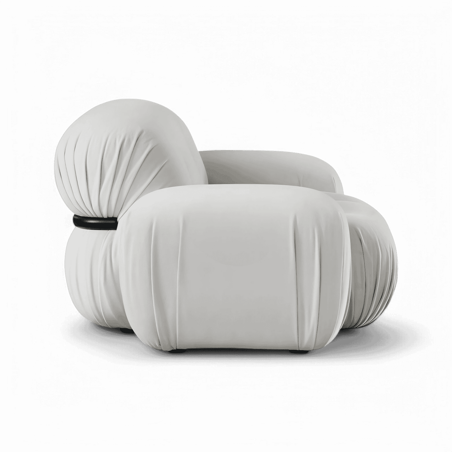 Poltrona Rune Lounge in velluto bianco sporco