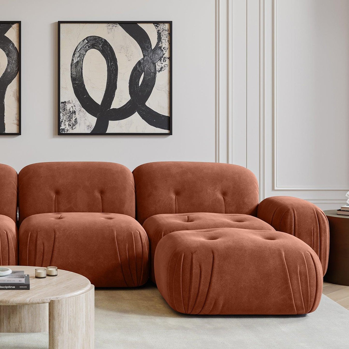 Rune Ottoman Terracotta Velluto